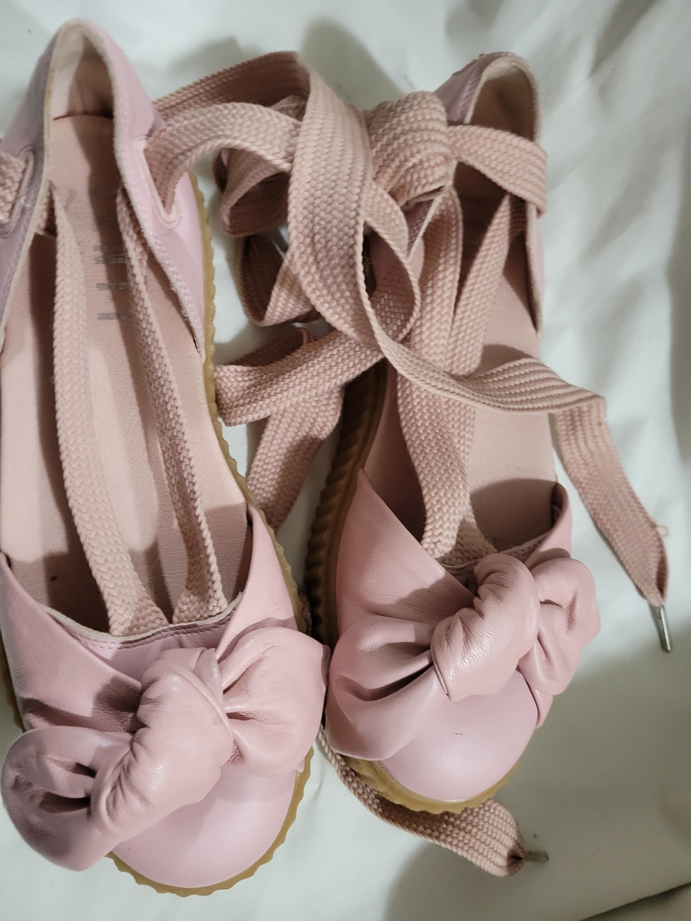 Fenty  Puma Pink Bow Lace-Up Flats